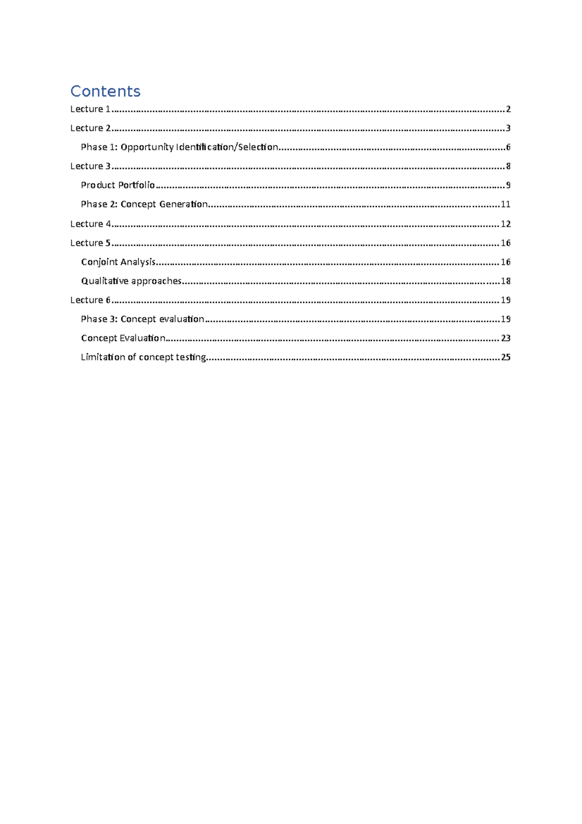 Lecture Notes 1-6 - Contents Lecture - Studocu