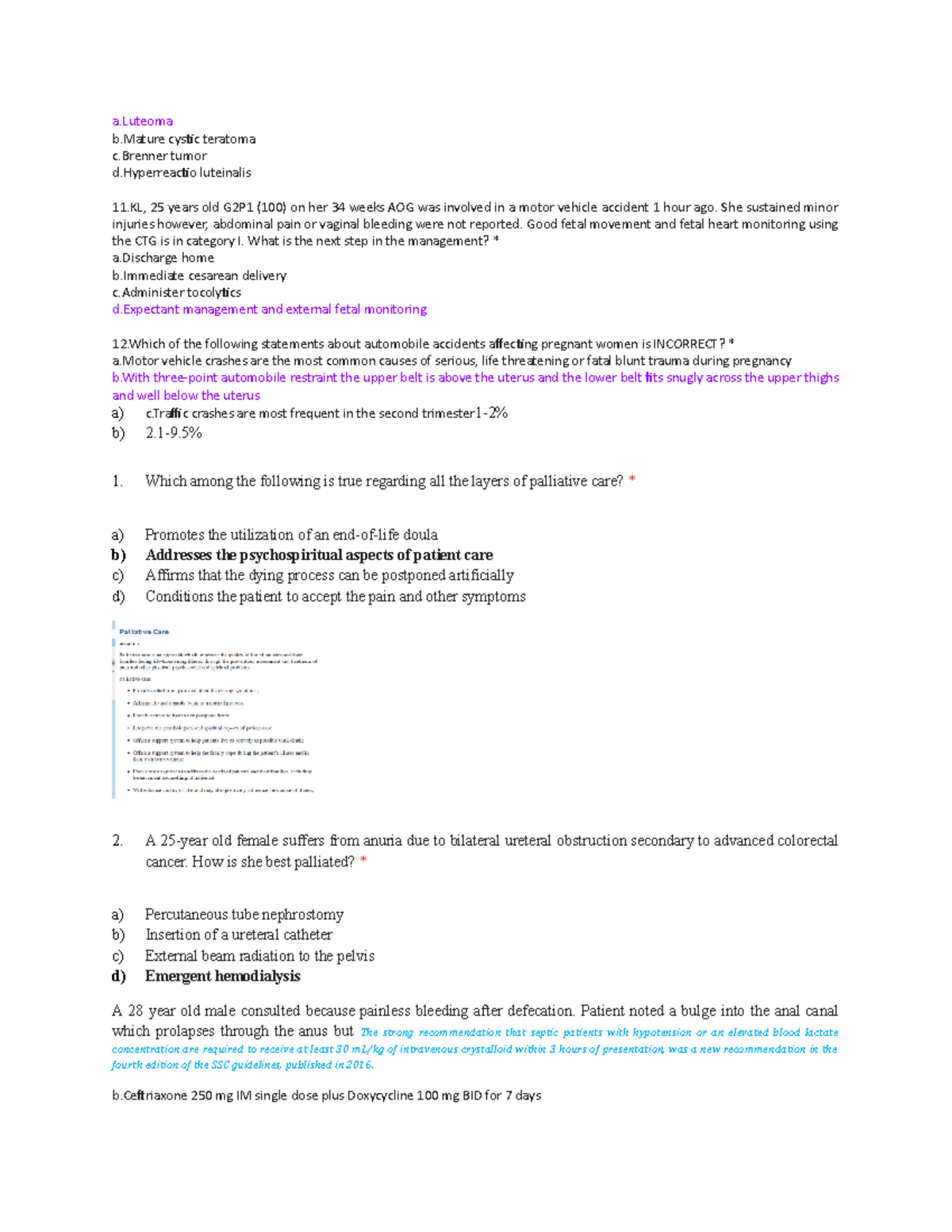 Biochem Corpus Luteum EXAM PART 3 - A B Cystic Teratoma C Tumor D ...