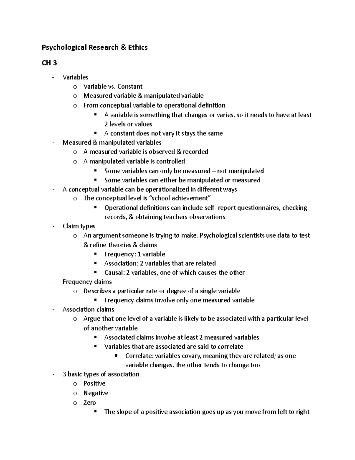 Psy 260 Ch 3 Chapter 3 Notes Psychological Research Ethics Ch 3