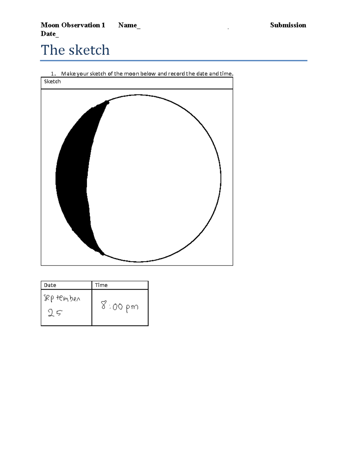 Moon Observation Combined - Moon Observation 1 Name ...