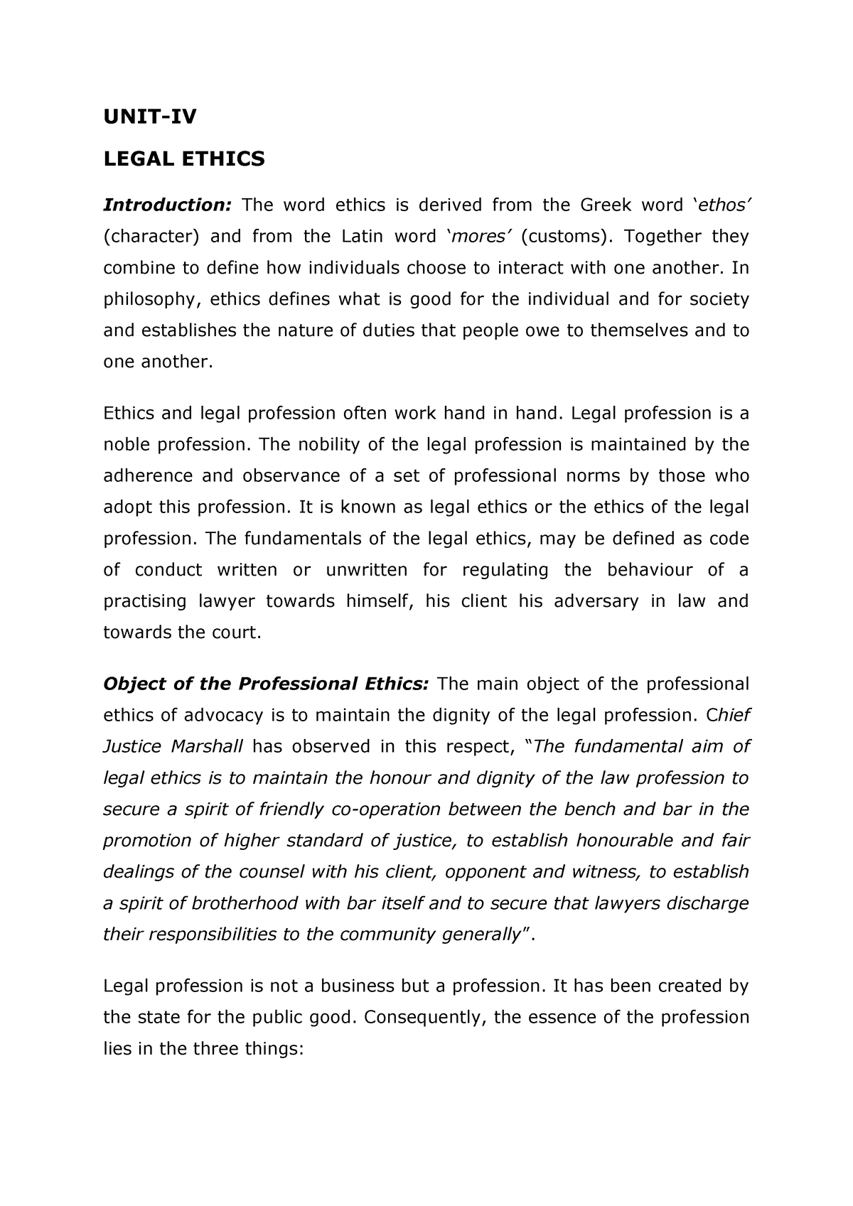 essay on professional ethics in law