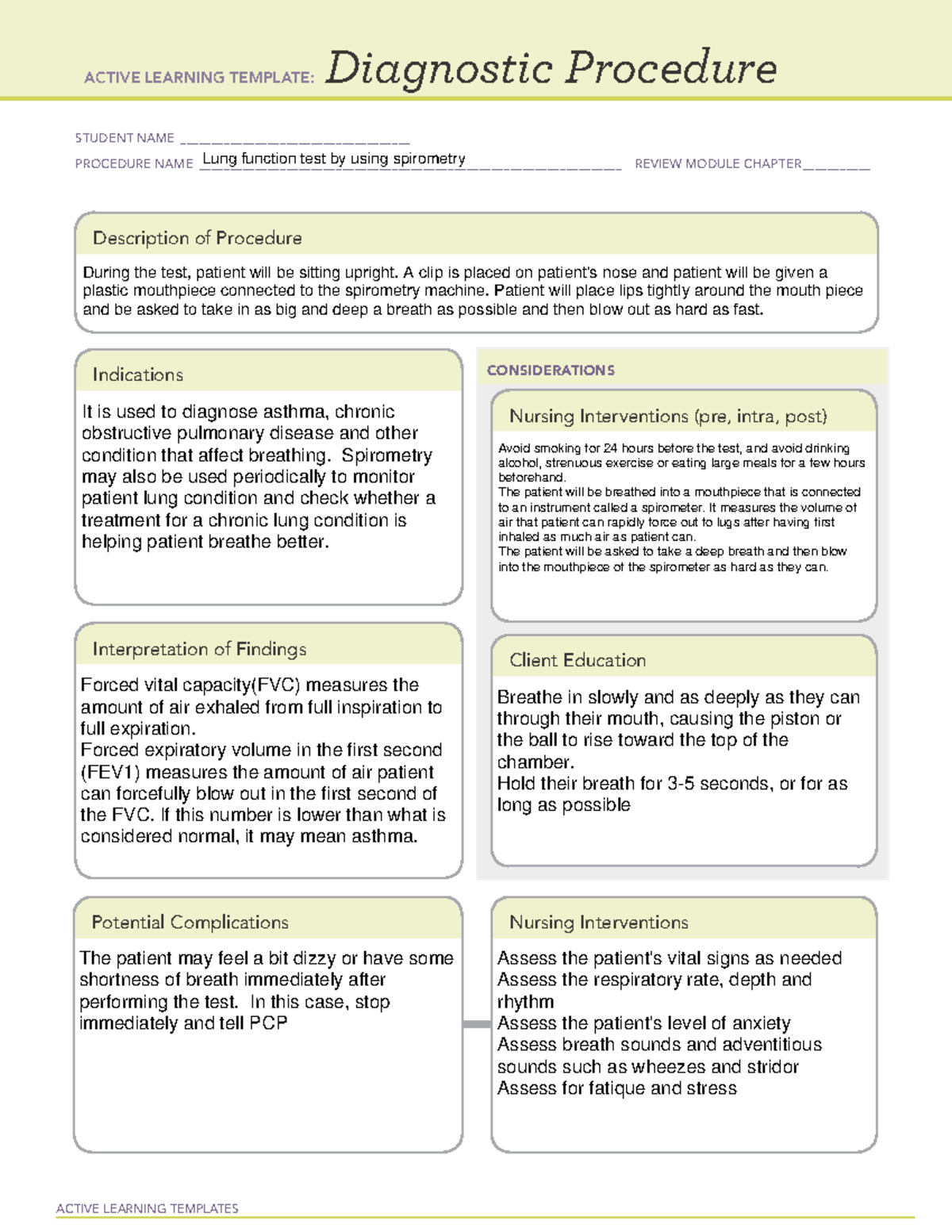 Diagnostic Procedure Asthma - ACTIVE LEARNING TEMPLATES Diagnostic ...