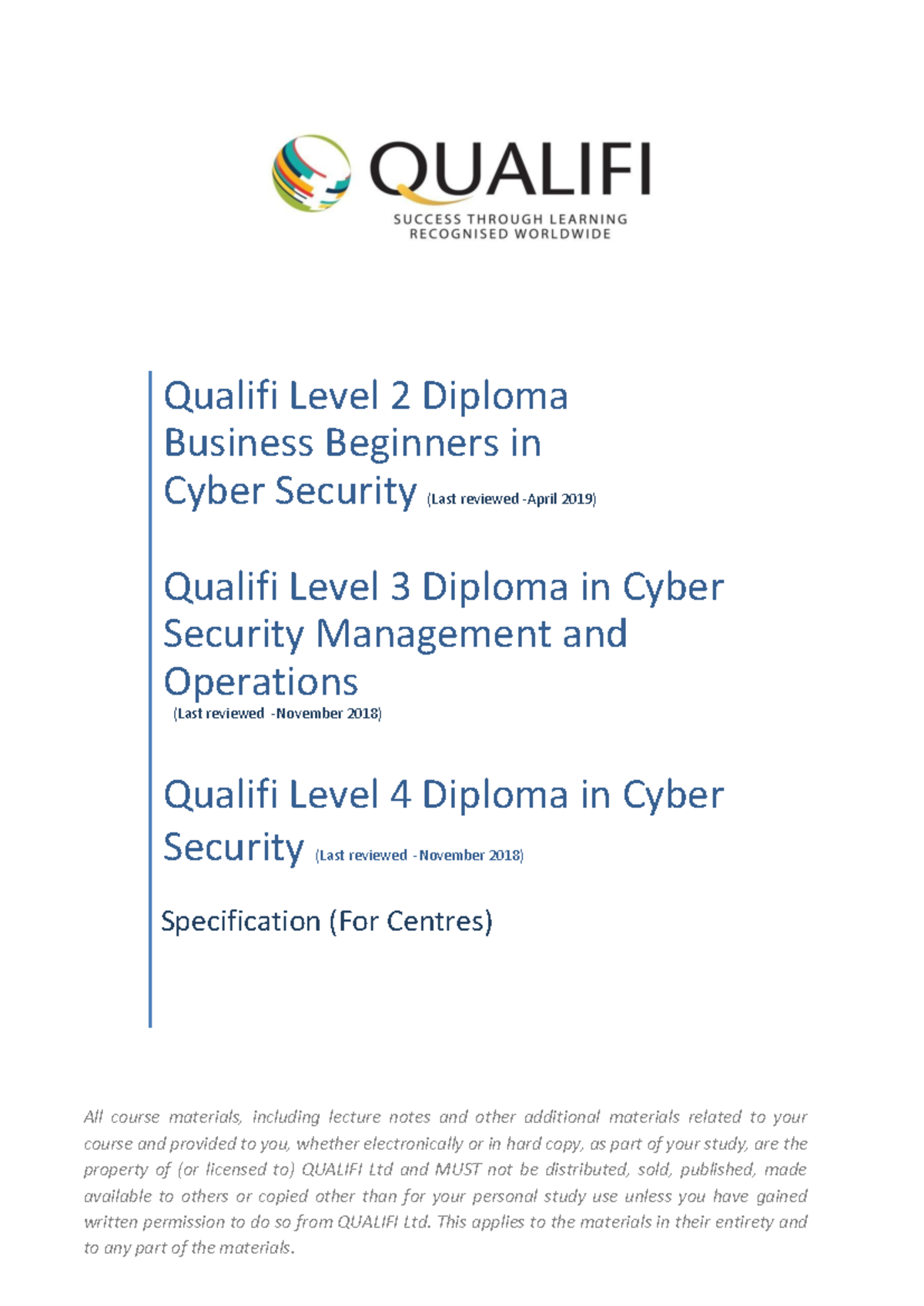 Qualifi L2 L3 L4 Diplomas in Cybersecurity Qualification - Qualifi ...