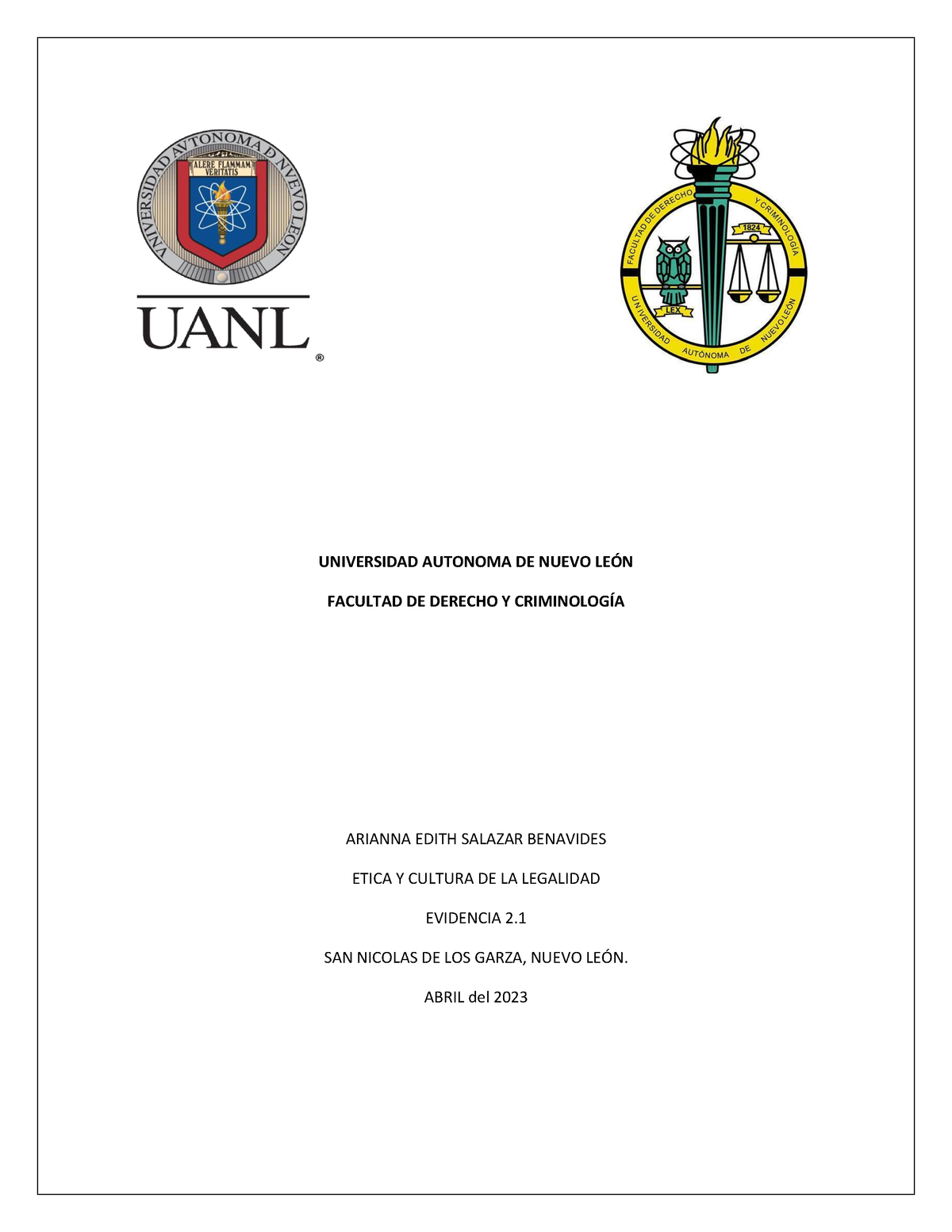 Evidencia 2 De La Uanl Universidad Autonoma De Nuevo LeÓn Facultad De Derecho Y CriminologÍa 0757