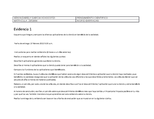 Evidencia 1 pensamiento científico - Pensamiento Cientifico ...