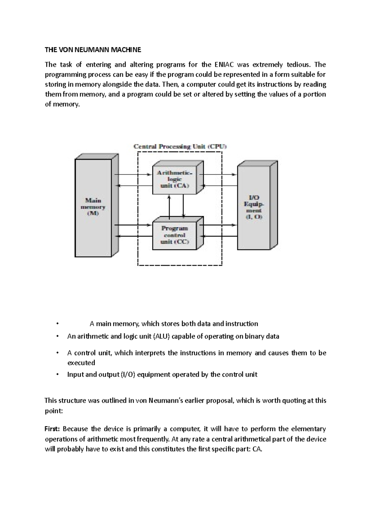 Computer system architecture lecture notes - THE VON NEUMANN MACHINE ...