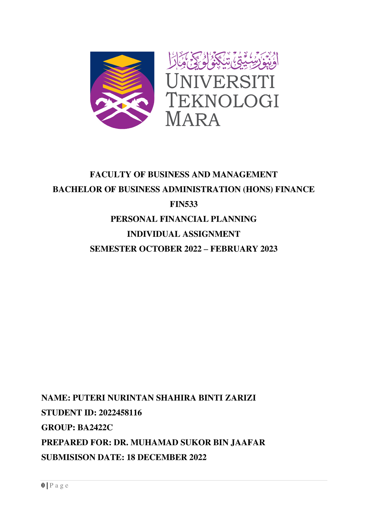 fin533 individual assignment infographic