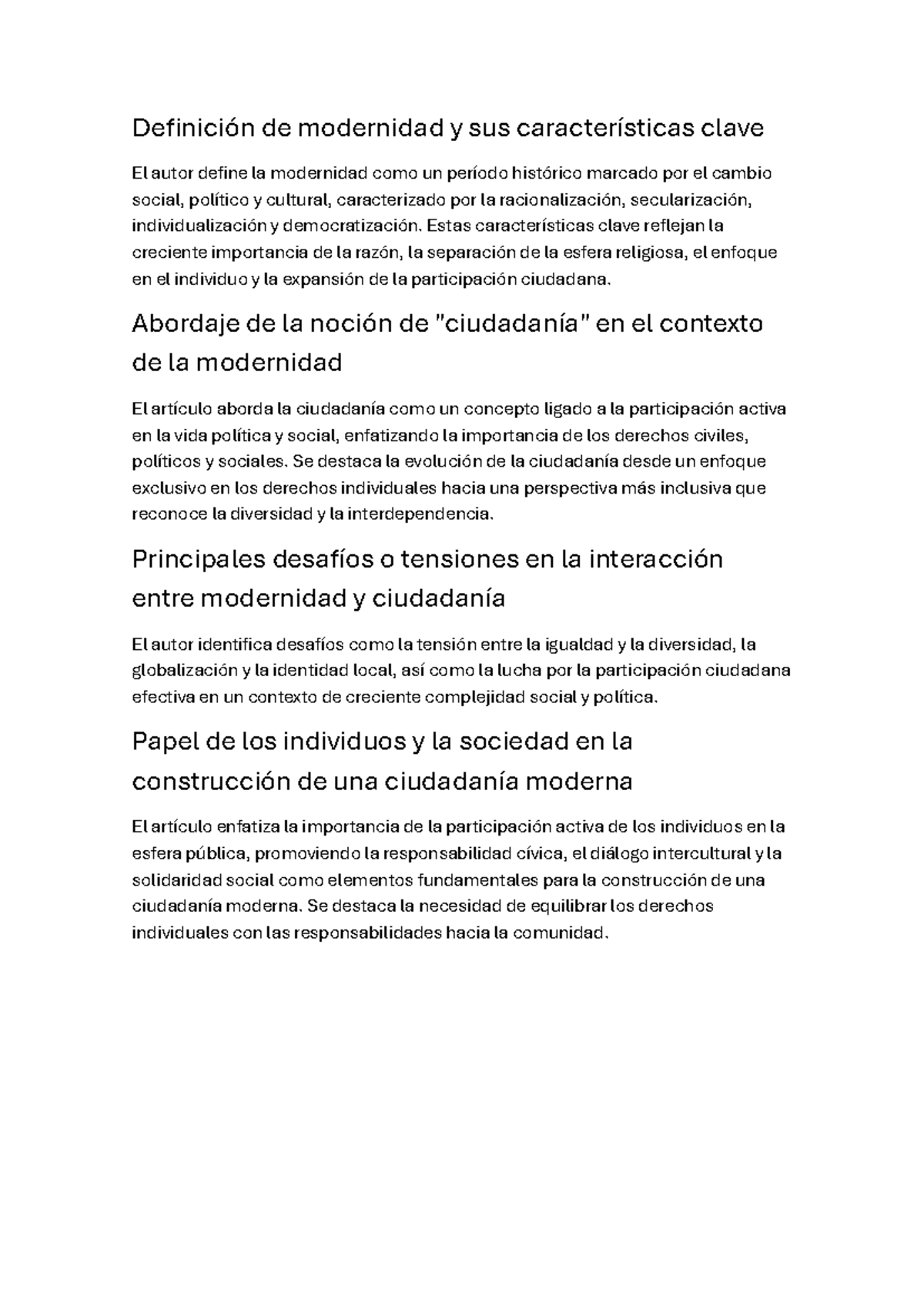 Tarea 3 - a ver si te ayuda - Definición de modernidad y sus ...