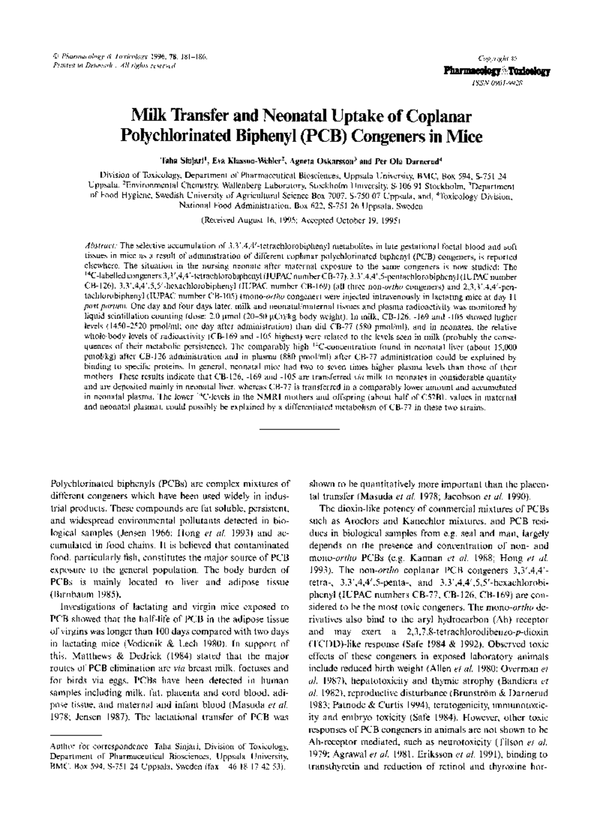 Milk Transfer and Neonatal Uptake of Cop - NUR 1520C - SJRstate - Studocu