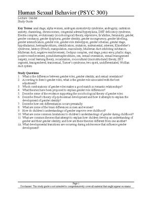 Study Guide (Sexual Orientation) - Human Sexual Behavior (PSYC 300 ...