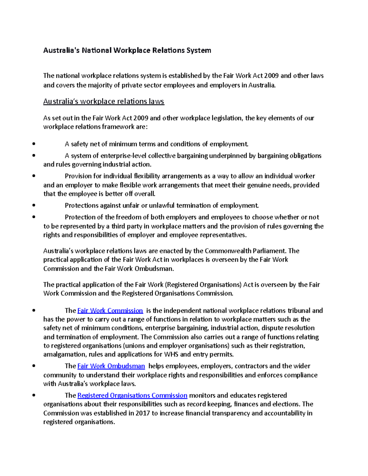Australia's National Workplace Relations System - Australia’s workplace ...