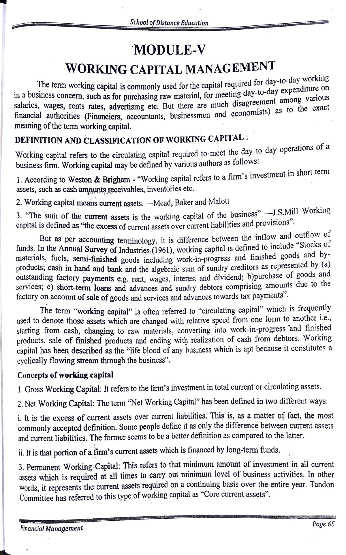 working capital management assignment pdf