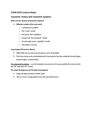 ECON 4100 Lecture Notes - ECON 4100 Lecture Notes The Global Economy ...