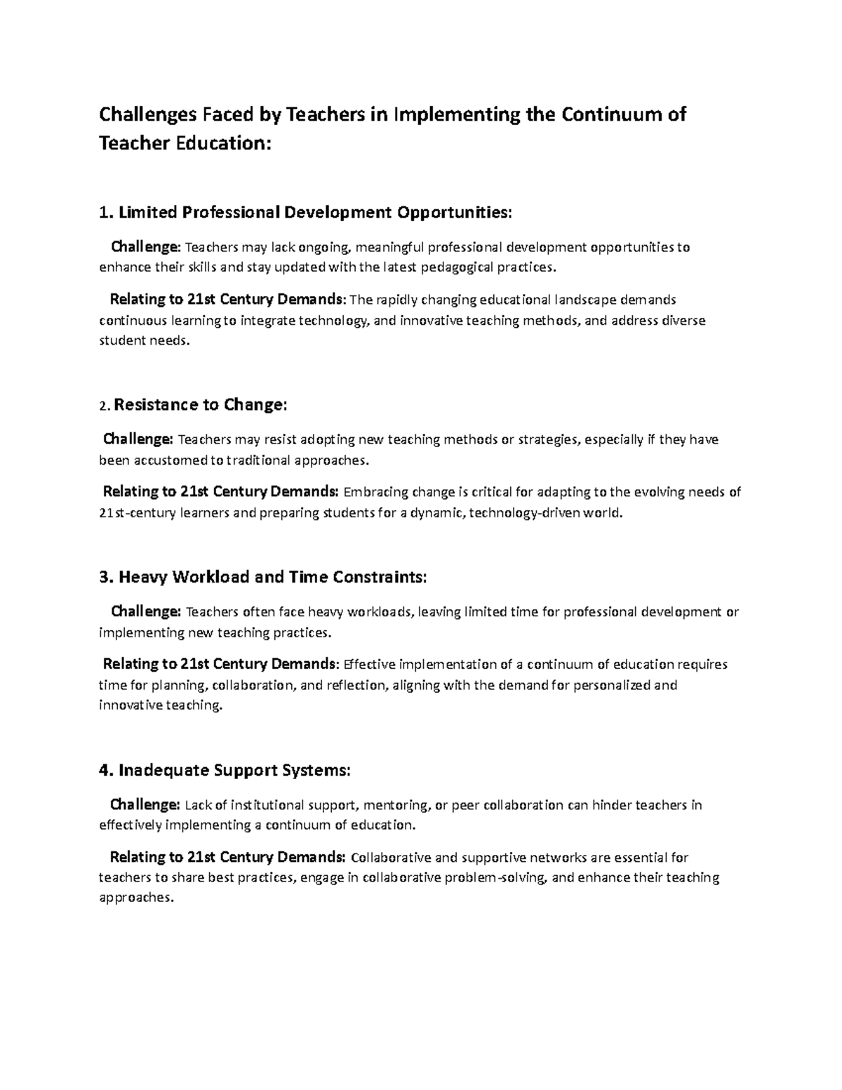Assignment 1 - Challenges Faced by Teachers in Implementing the ...