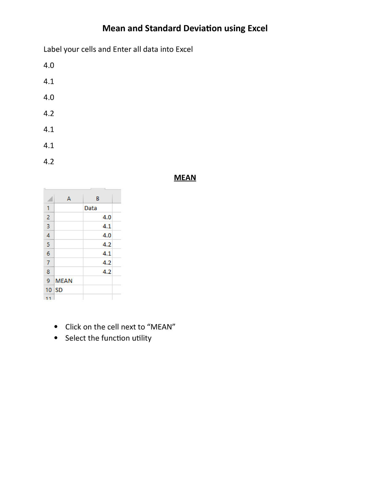 using-excel-to-calculate-mean-and-standard-deviation-principle-of