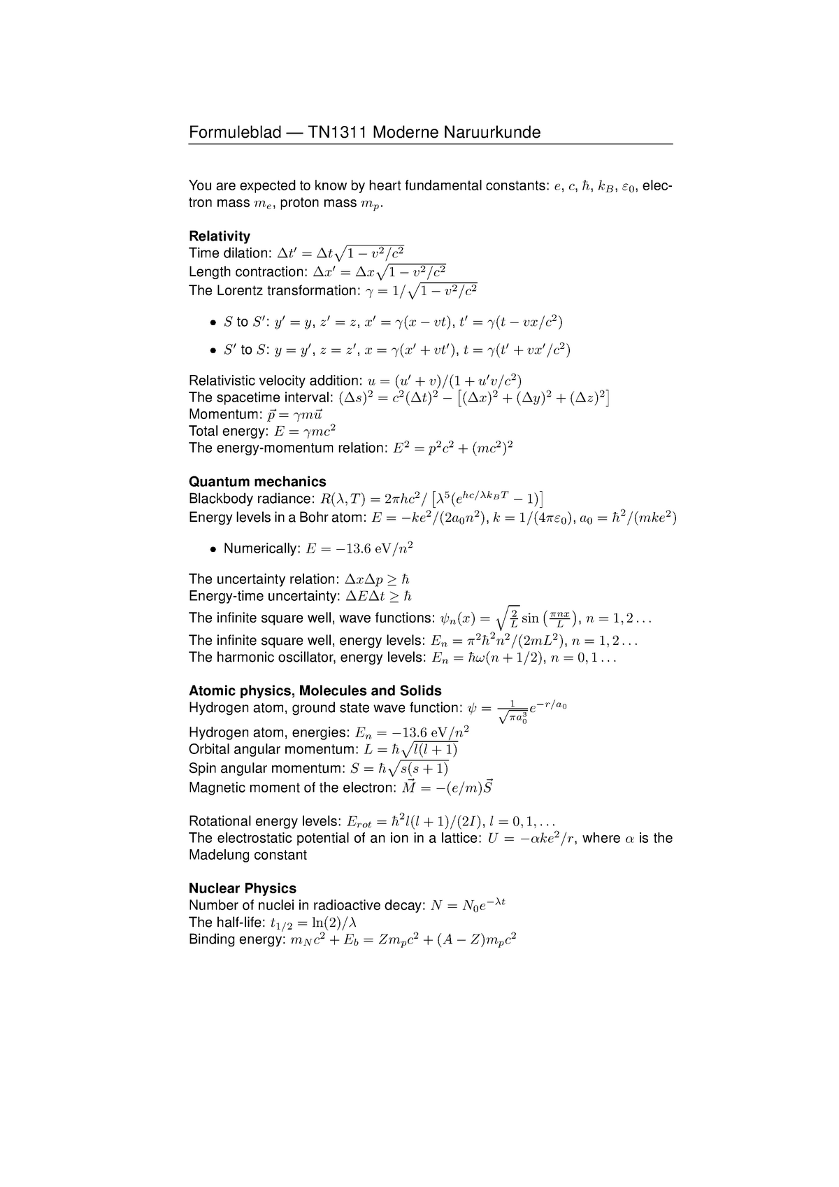 Journal Formula That May Be Used During The Exam Studeersnel