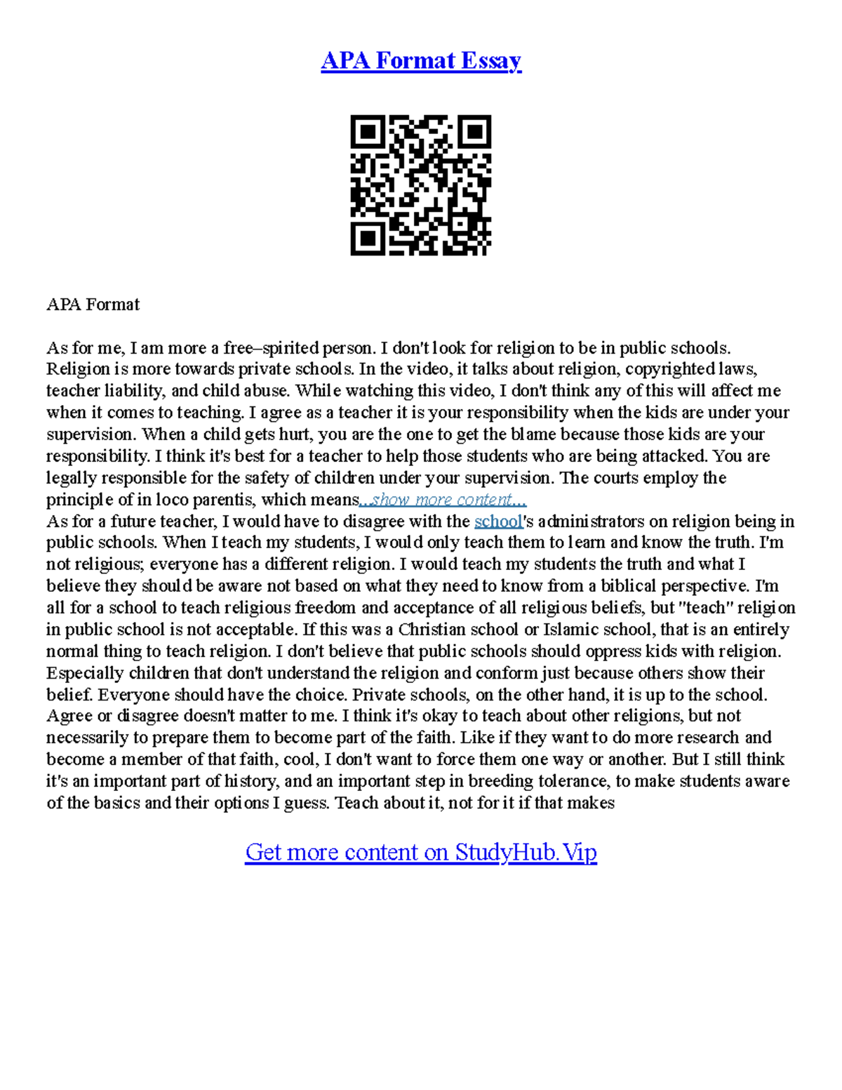 Apa Essay Writing - APA Format Essay APA Format As for me, I am more a ...