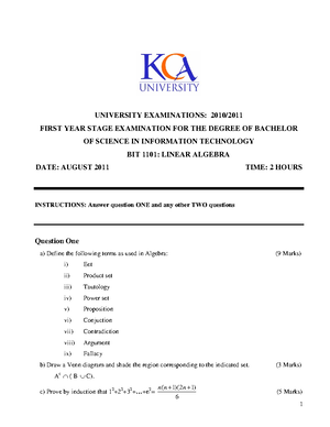 BIT 1104 Computer Applications - 1 UNIVERSITY EXAMINATIONS: 2010/ FIRST ...