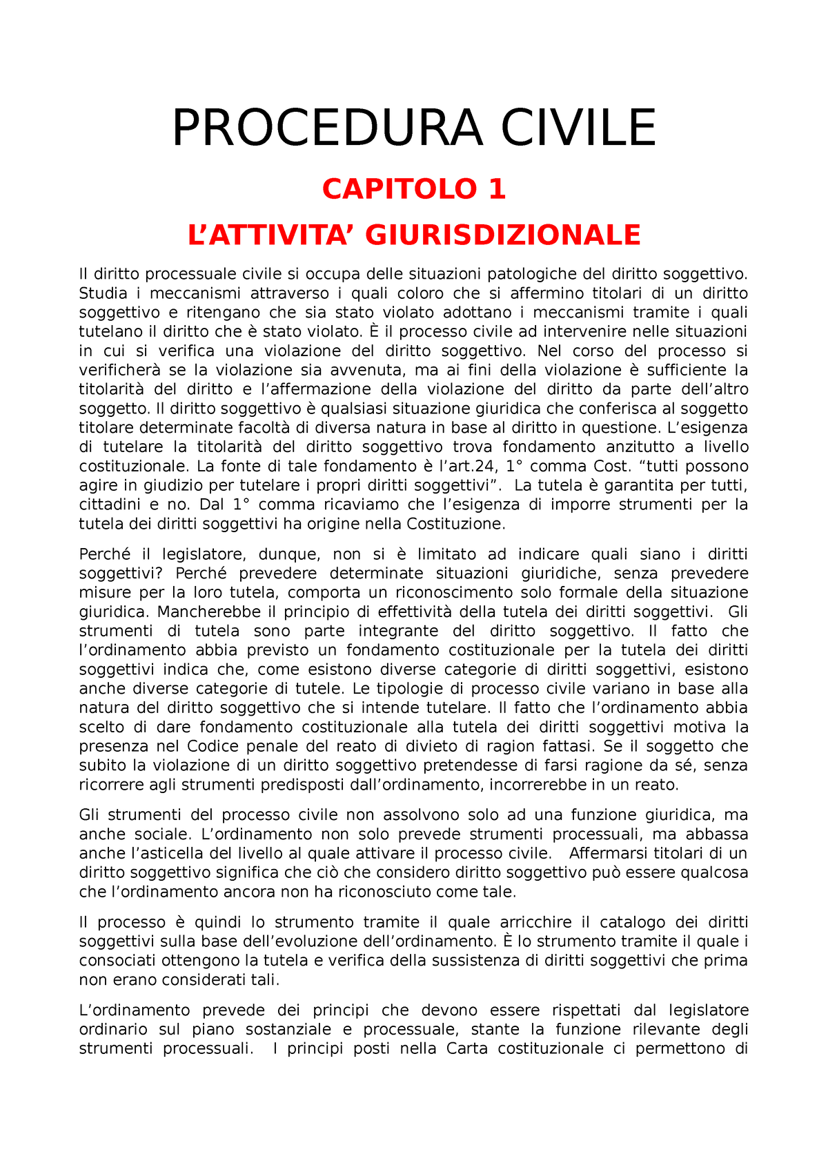 Procedura Civile Procedura Civile Capitolo 1 Lattivita Giurisdizionale Il Diritto 8782