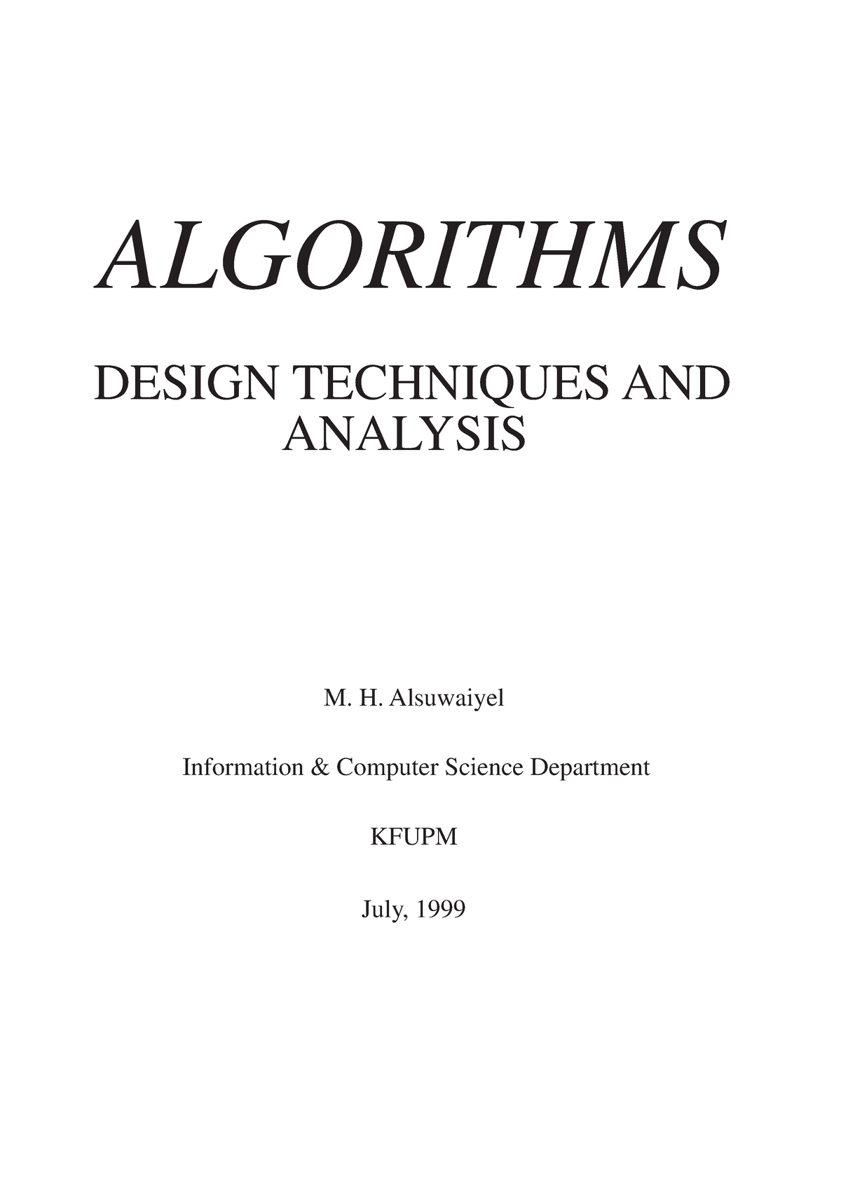 Algorithms Design Techniques AND Analysi - ALGORITHMS DESIGN TECHNIQUES ...