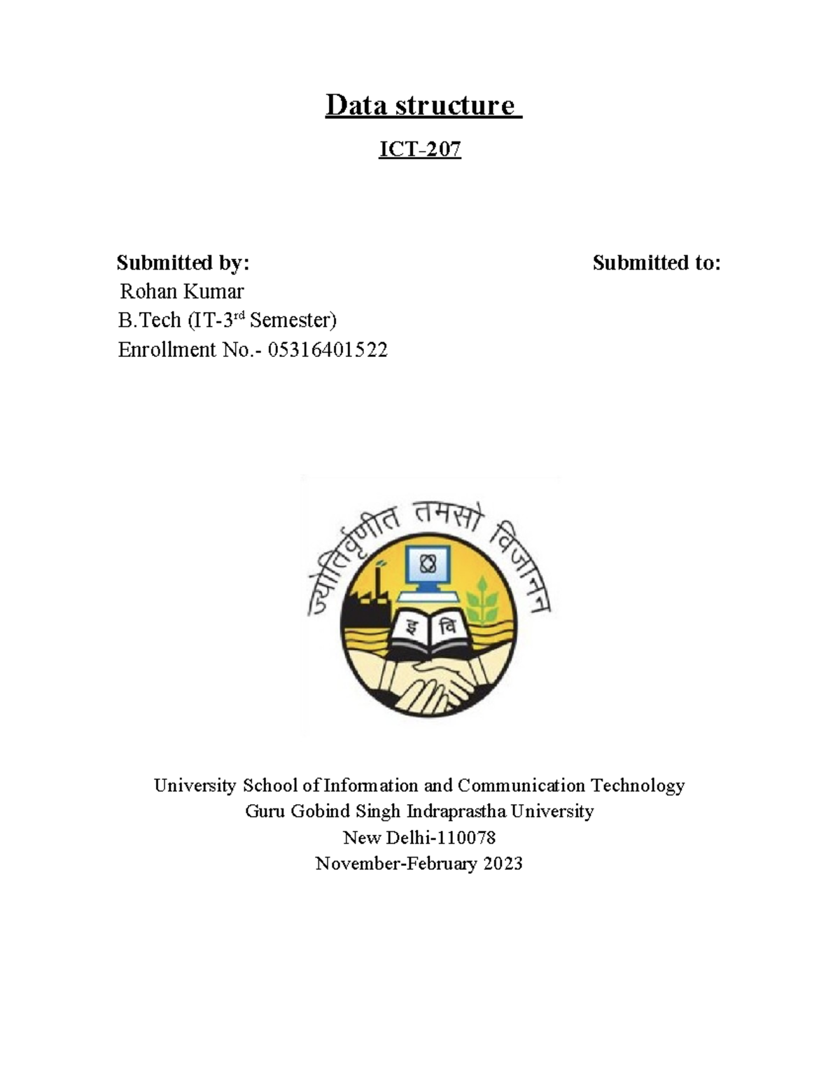 Dsa practical file - hello - Data structure ICT- Submitted by ...