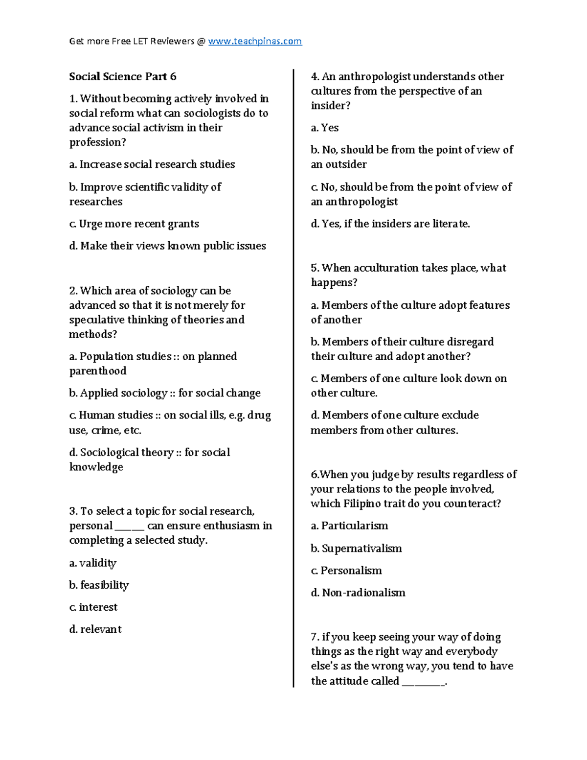 Part 6 Social Science Www - Social Science Part 6 Without Becoming ...