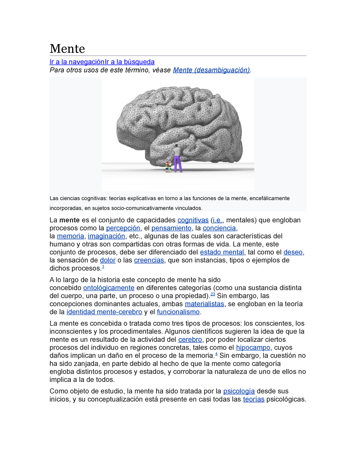 Mente - Las Ciencias Cognitivas: Teorías Explicativas En Torno A Las ...