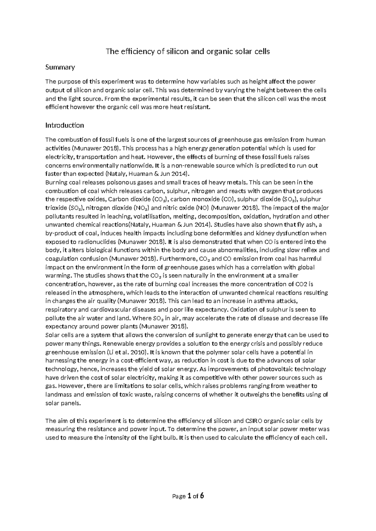 Solar-cell-report - The efficiency of silicon and organic solar cells ...