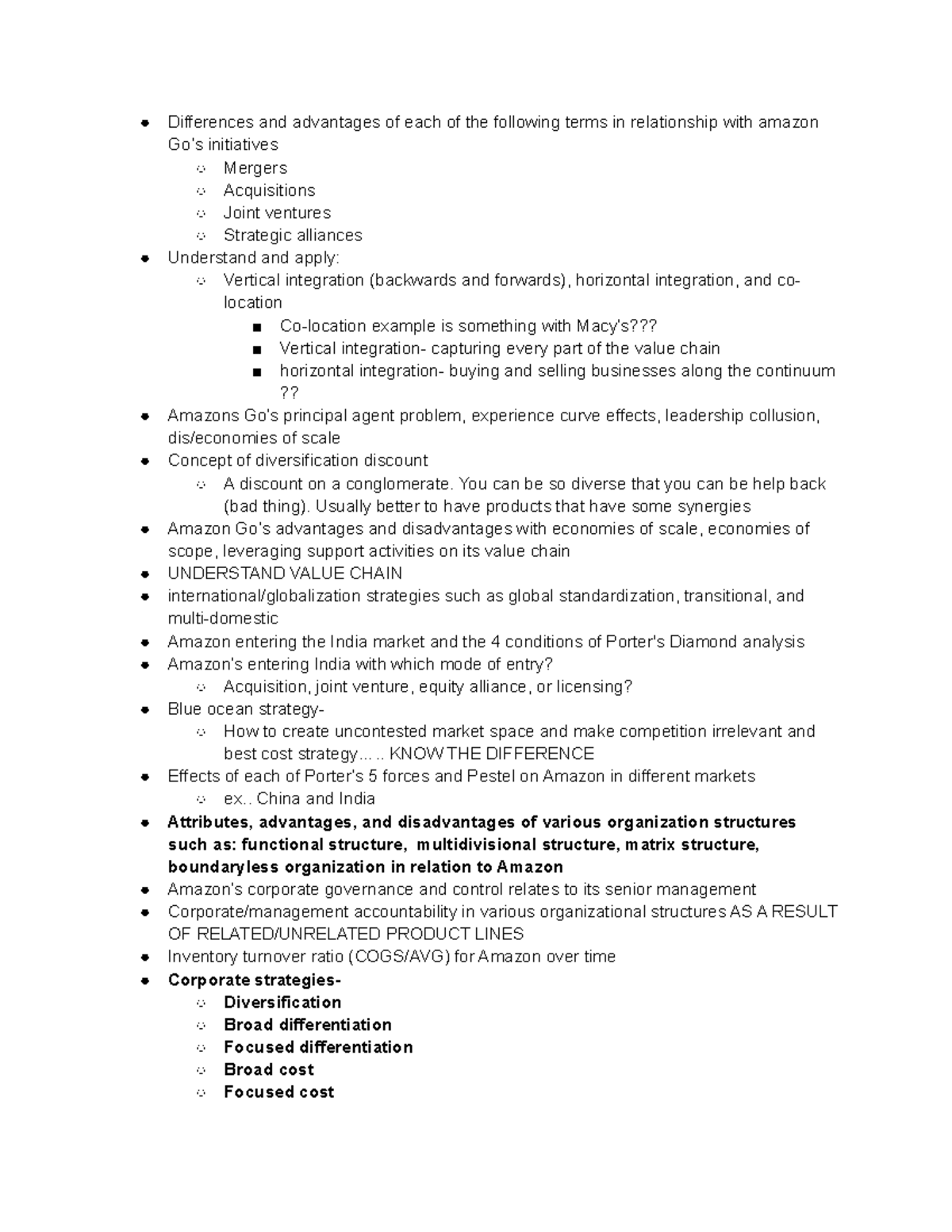 Final Exam study guide - Differences and advantages of each of the ...