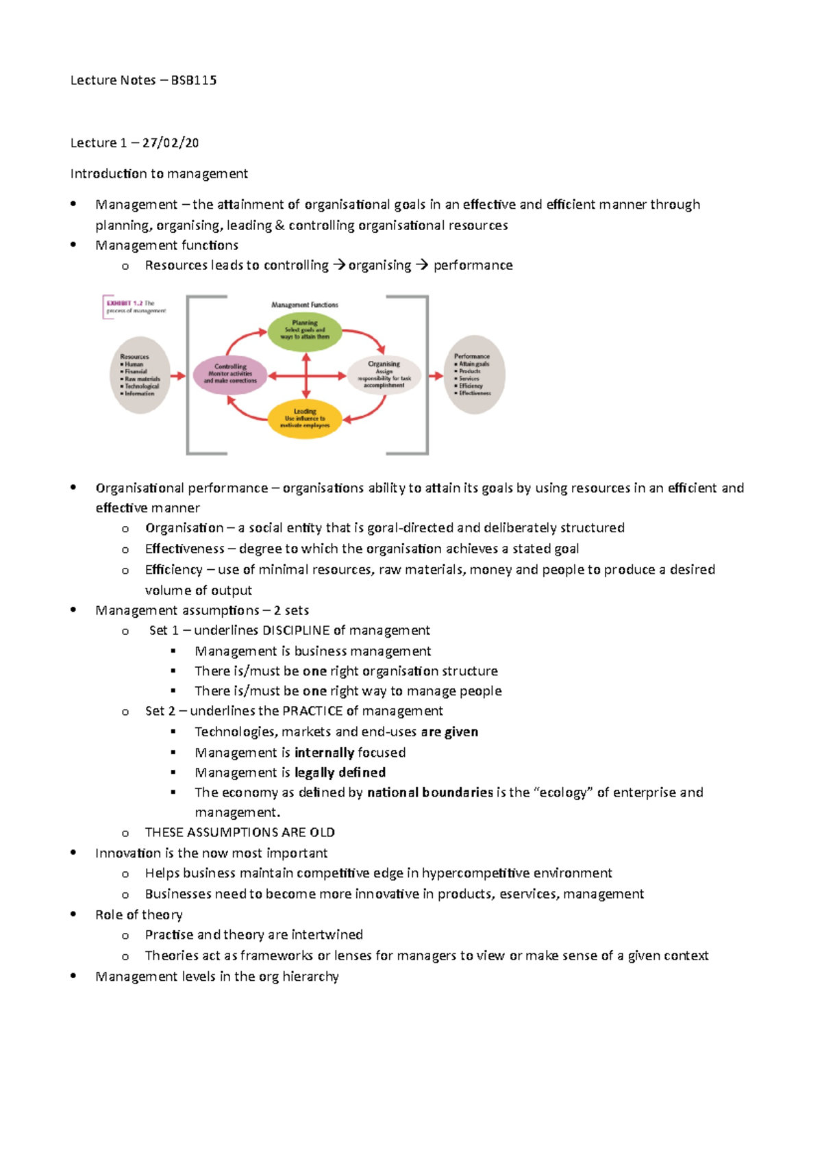 BSB115 Lecture Notes - Lecture Notes – BSB Lecture 1 – 27/02 ...