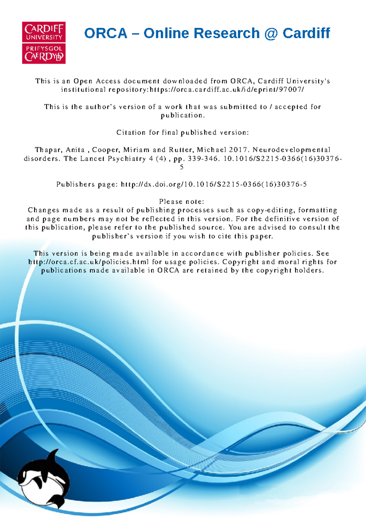 MHC Seminar - Notes on ADHD - ORCA – Online Research @ Cardiff Thi s is ...