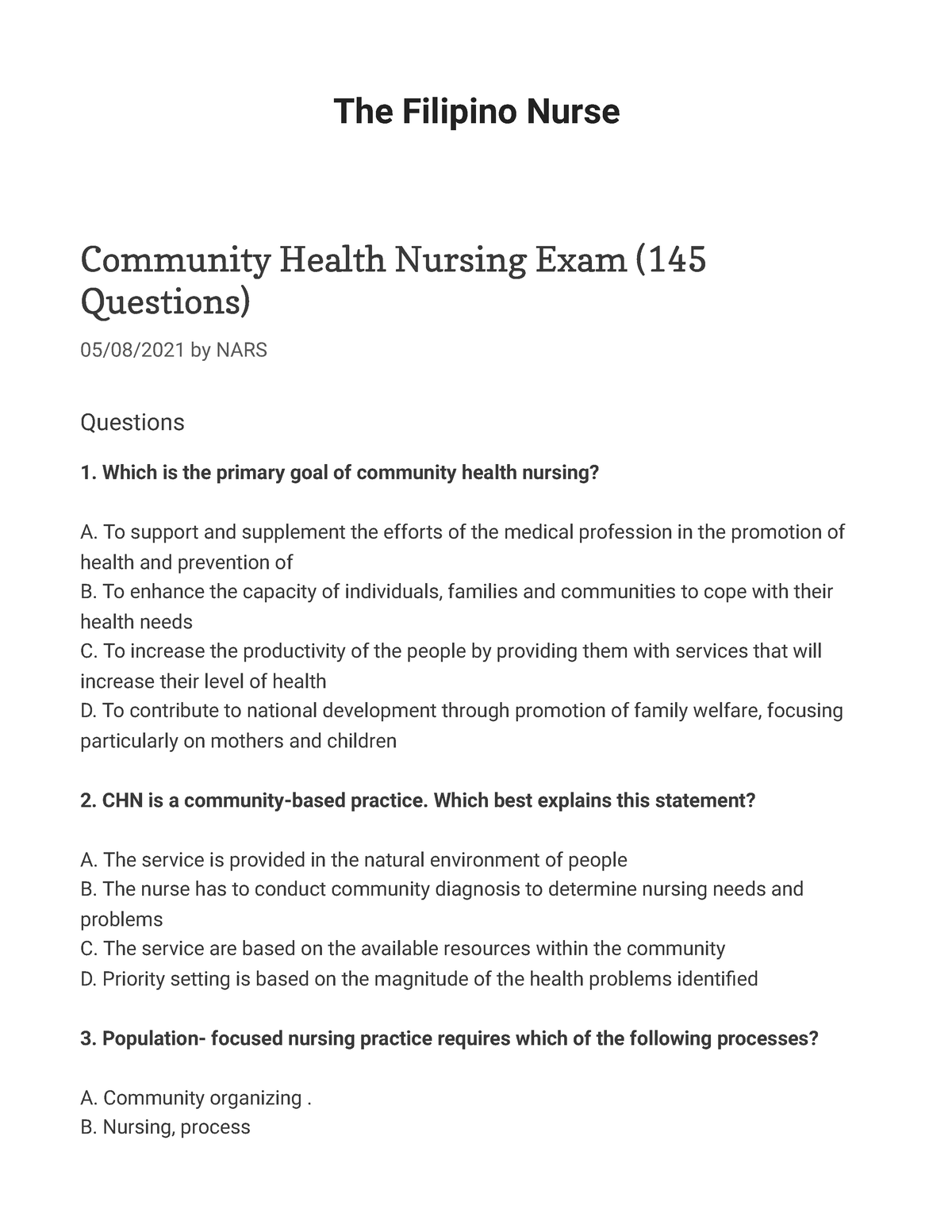 case study on community health nursing