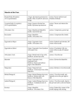 AHS 131 Skeletal Muscle List 2017 - This list contains the structures ...
