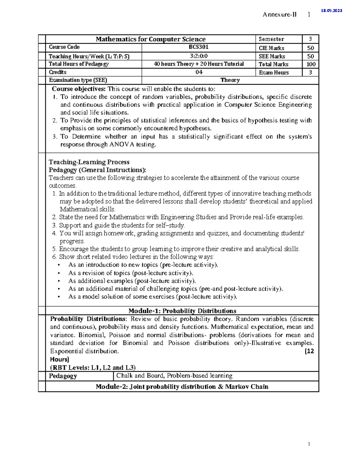 AIDS-2022 Syllabus - Annexure-II 1 Mathematics for Computer Science ...