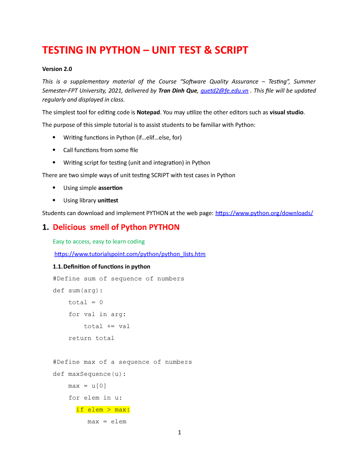 1. Guide Unit Testing Python - TESTING IN PYTHON – UNIT TEST & SCRIPT ...