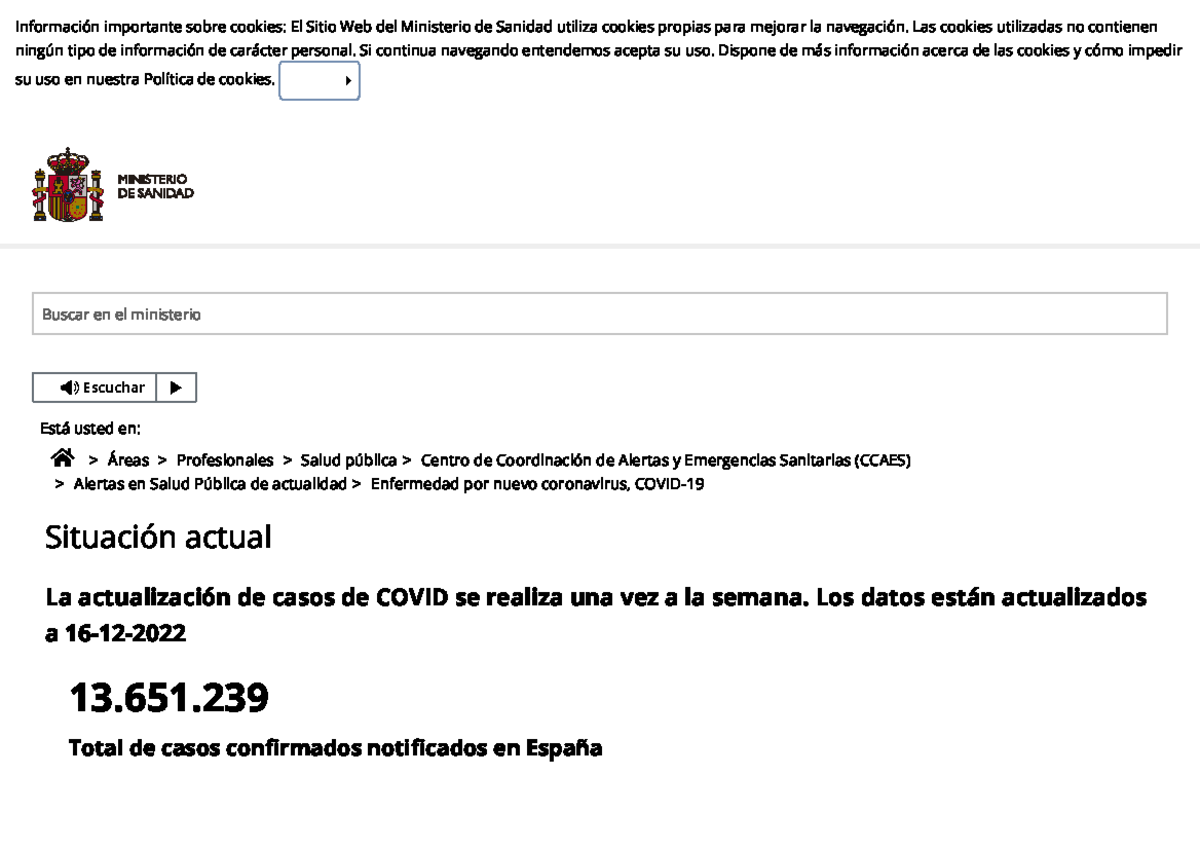 Ministerio De Sanidad - Profesionales - Situación Actual Coronavirus ...