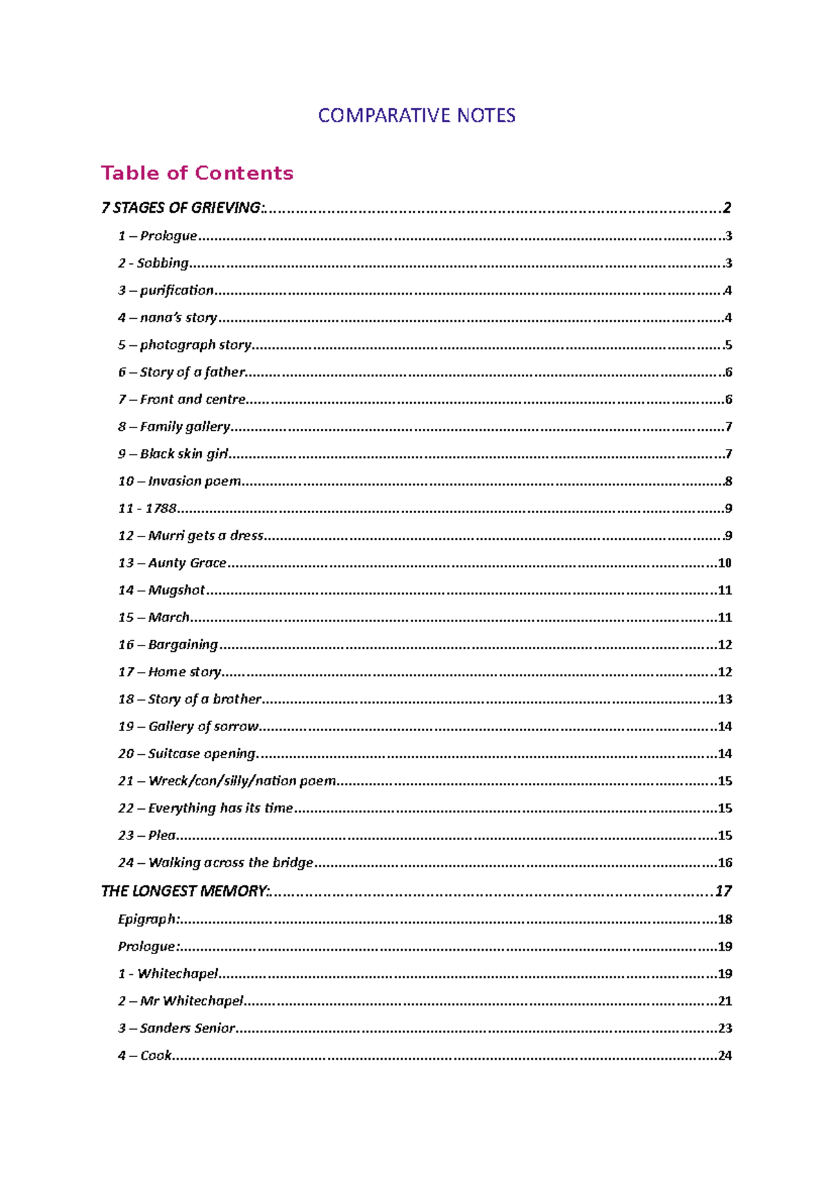 Comparative notes 2021 - COMPARATIVE NOTES 7 STAGES OF - Studocu