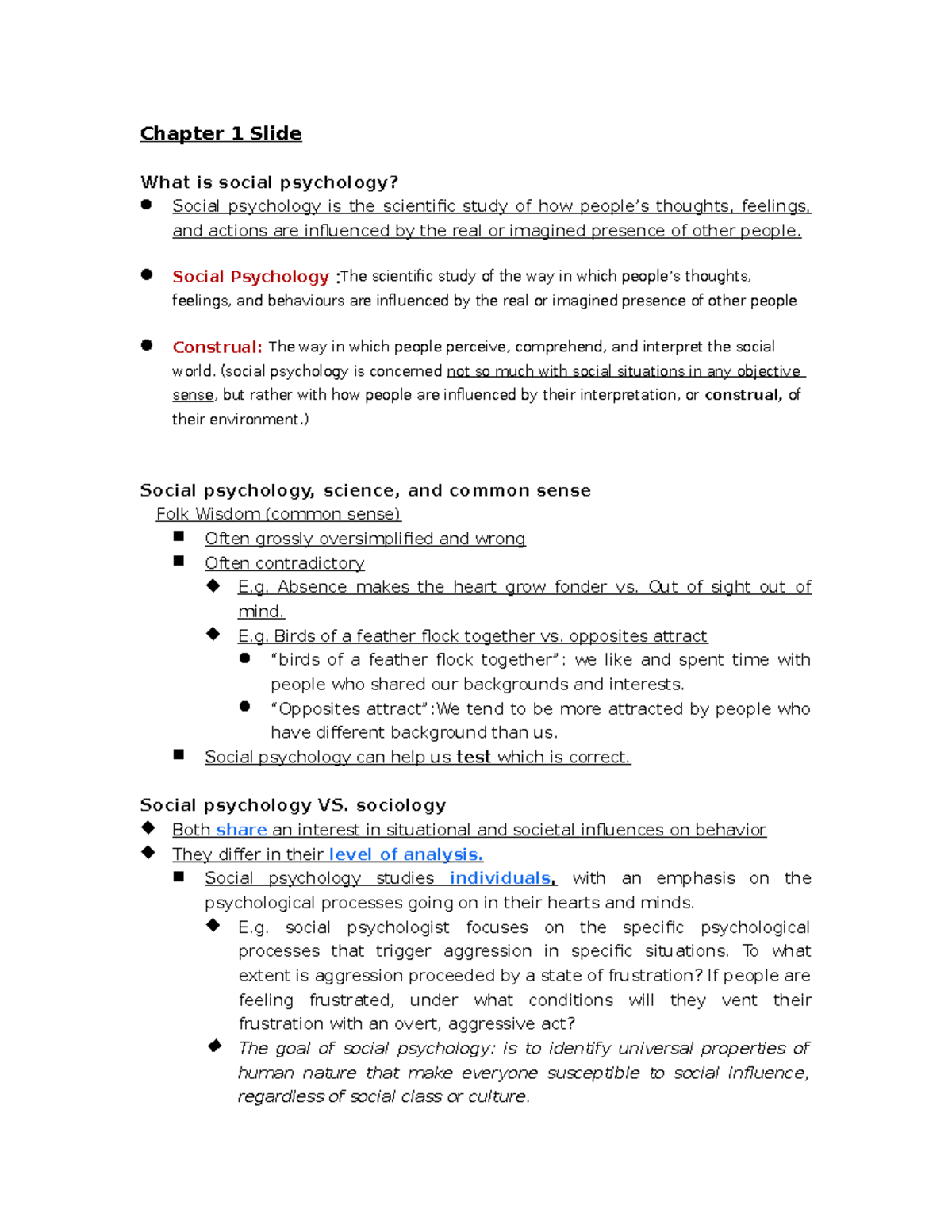 Psyc 308 midterm 1 notes - Chapter 1 Slide What is social psychology ...