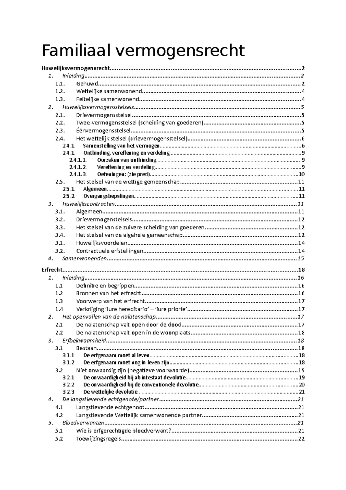 Familiaal Vermogensrecht - Familiaal Vermogensrecht - Studocu