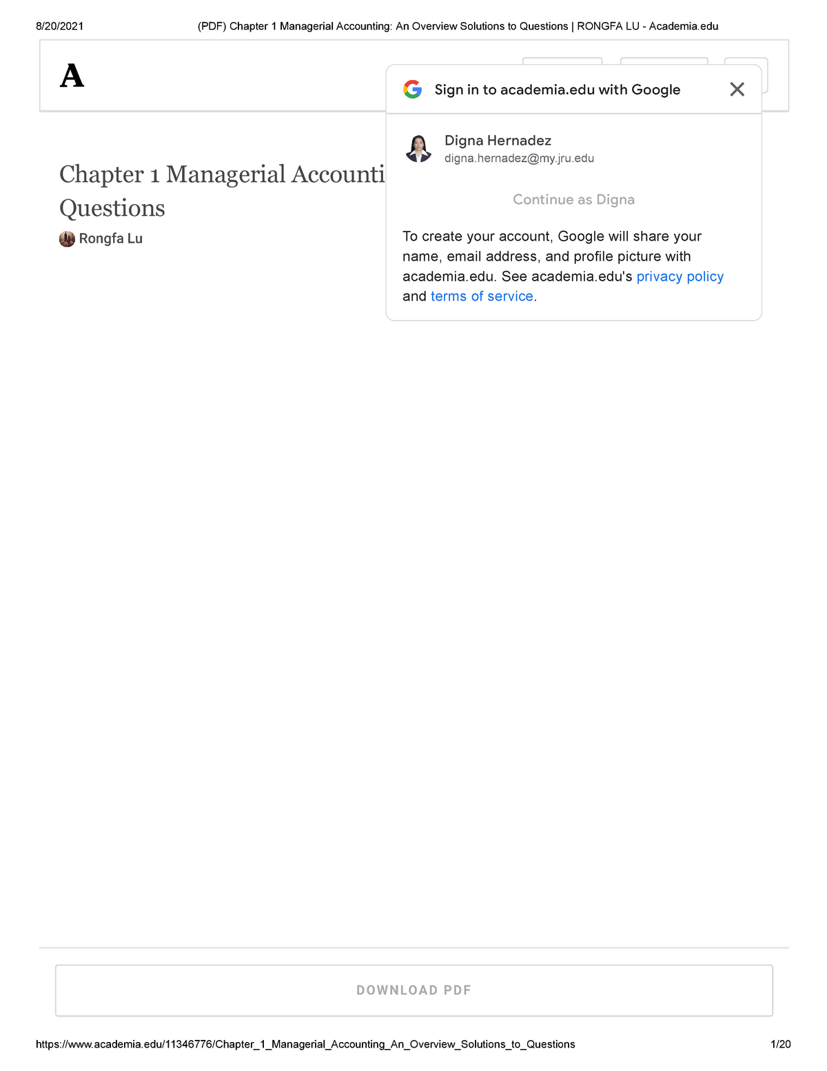 (PDF) Chapter 1 Managerial Accounting An Overview Solutions To ...