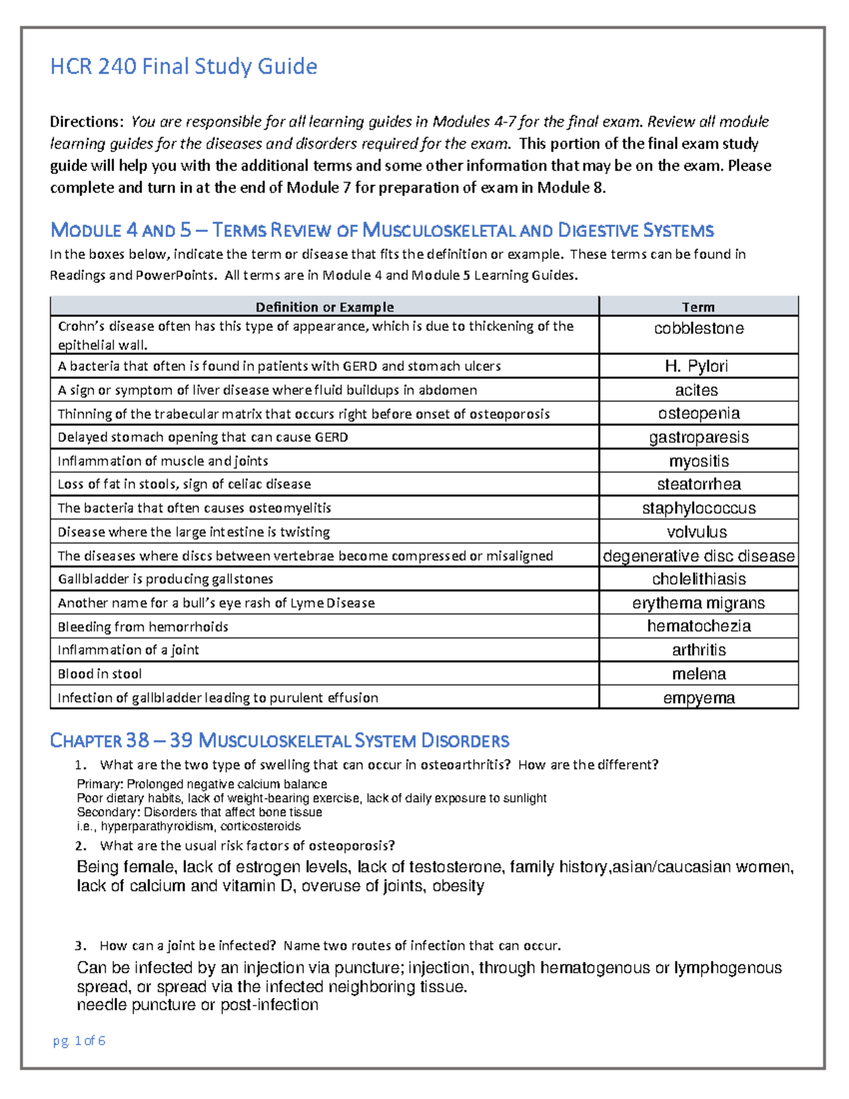 Muth. brittany final study guide Directions You are responsible for