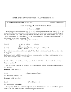 P.D.E Lamar University MATH 4302 F11 lecture 9 - 18 Introduction to ...