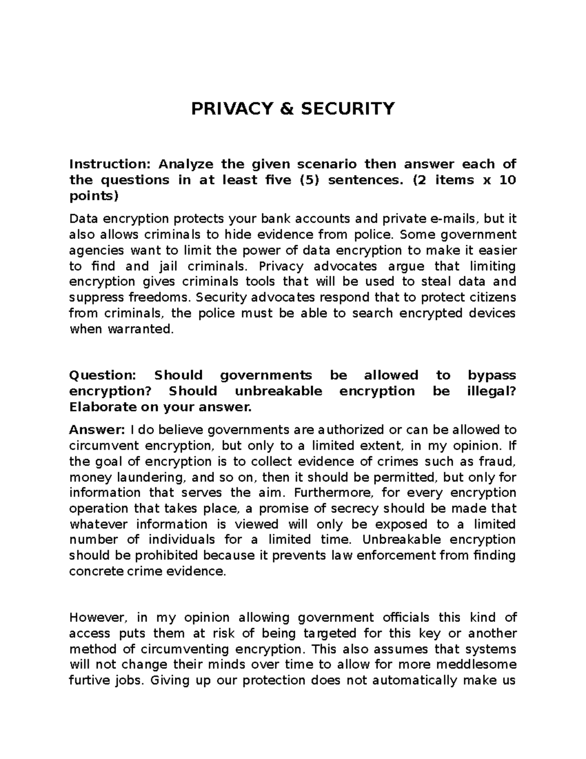 Introduction of Computing pre finals TP - PRIVACY & SECURITY ...