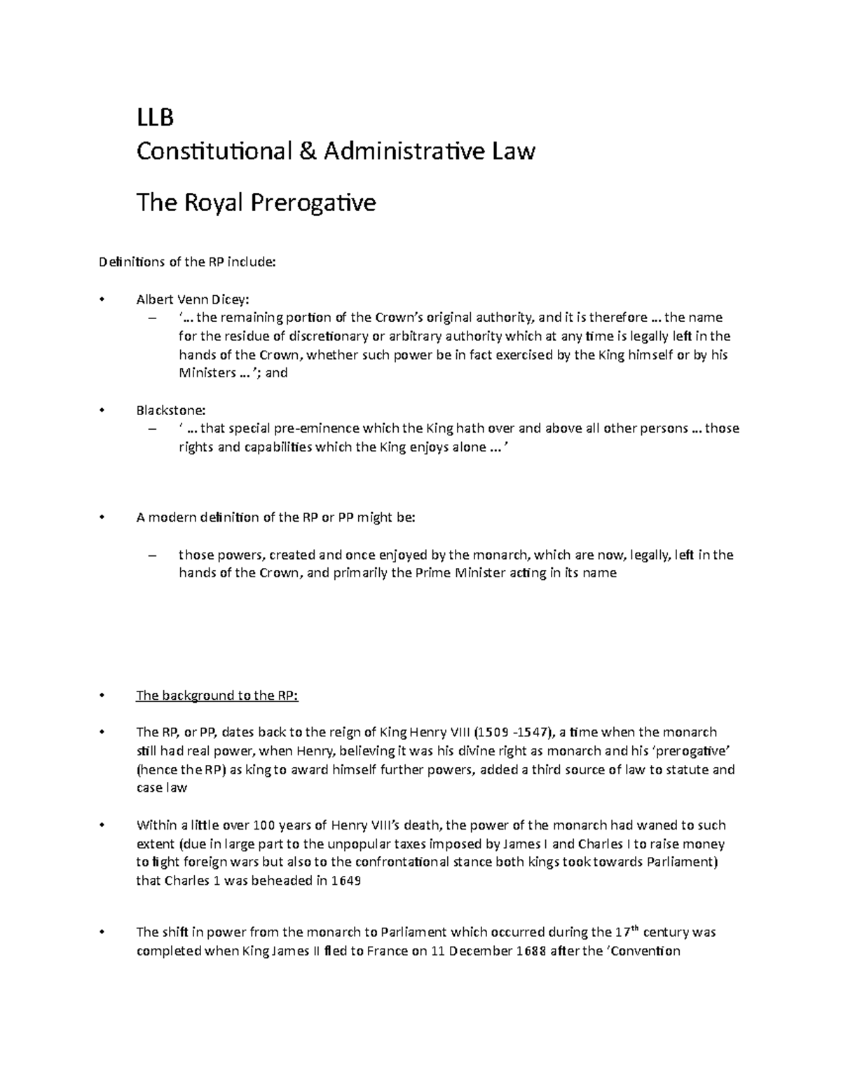 The Royal Prerogative Lecture - LLB Constitutional & Administrative Law ...