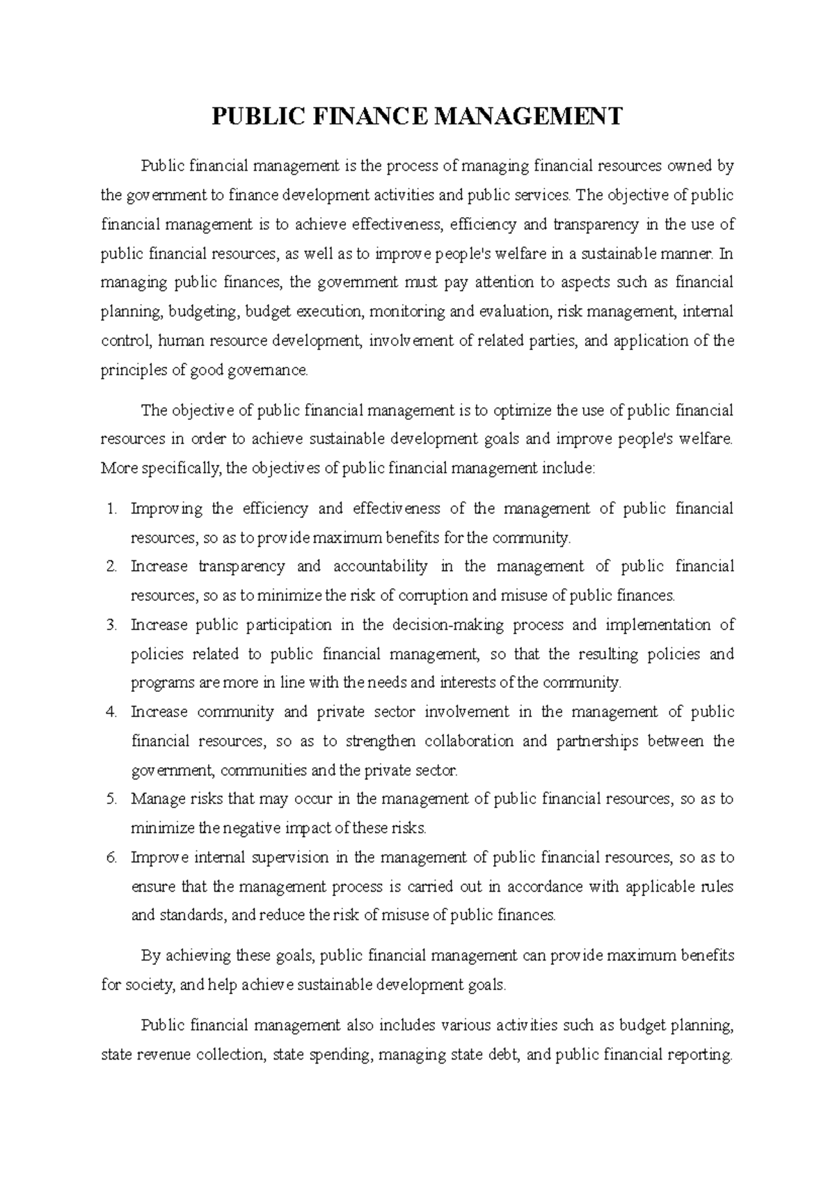 research proposal on public finance management