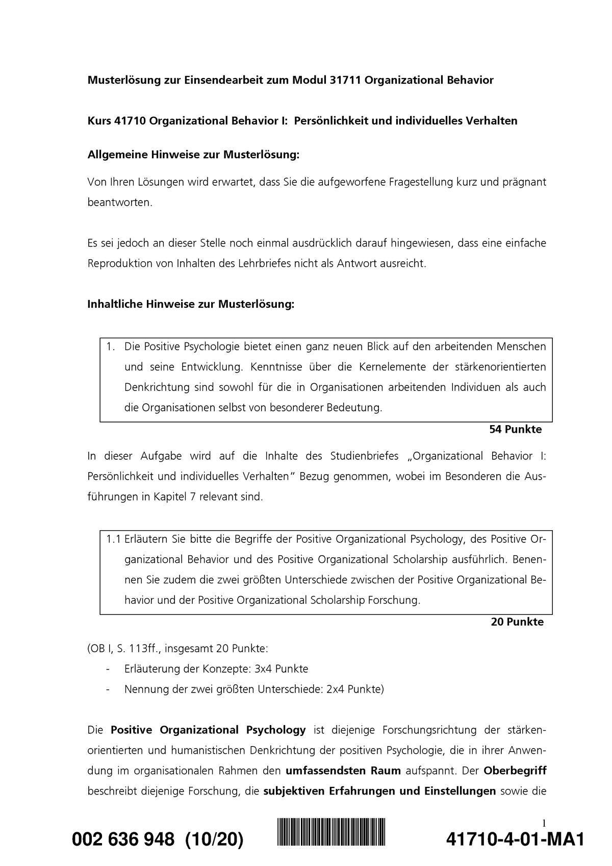 Verhalten In Organisationen EA WS 20 21 Musterlösung - 1 Musterlösung ...