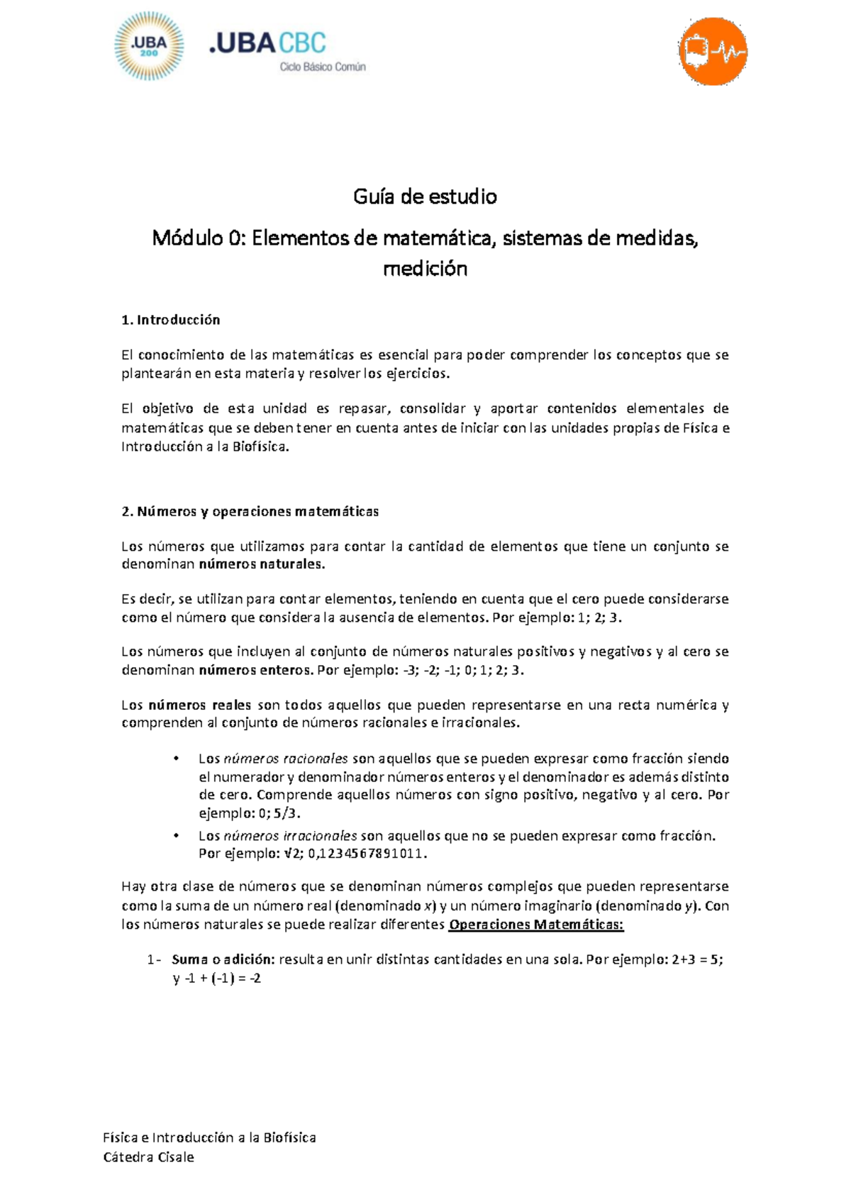 Módulo 0. Revisión de conceptos previos - FÌsica e IntroducciÛn a la ...
