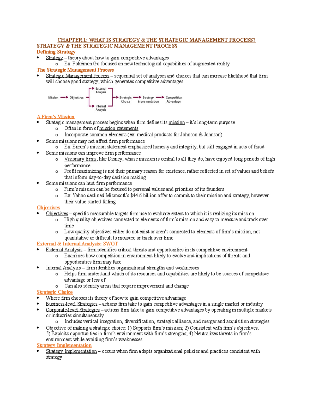 4900 Notes - Chapter 1 - CHAPTER 1: WHAT IS STRATEGY & THE STRATEGIC ...
