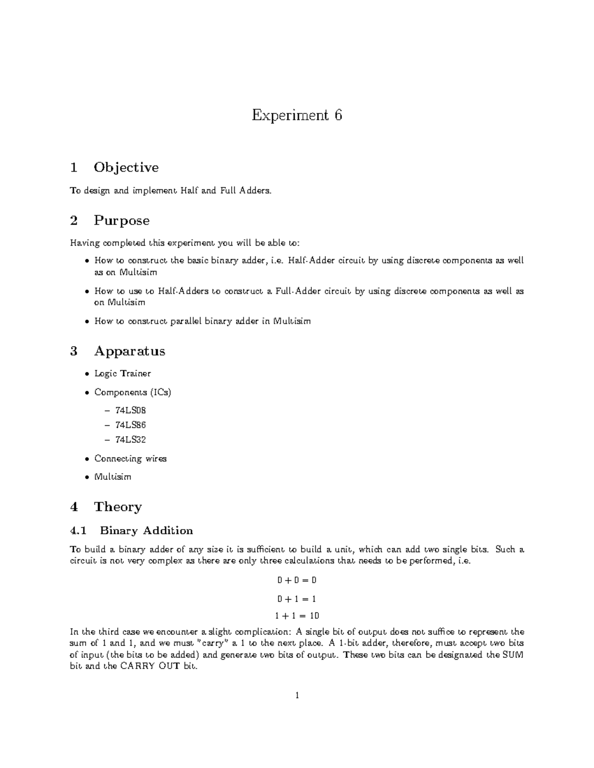 Lab 5 Lab manual Experiment 6 1 Objective To design and implement