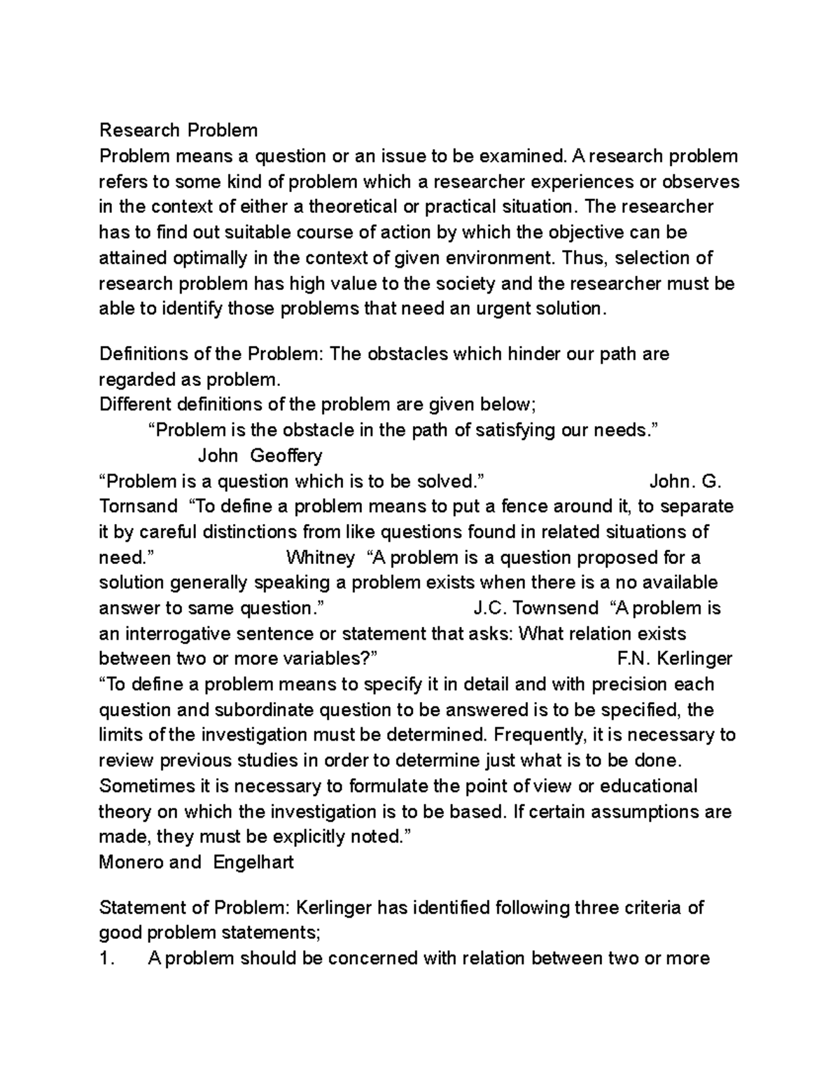 Research Problem - Lecture notes 3 - Research Problem Problem means a ...